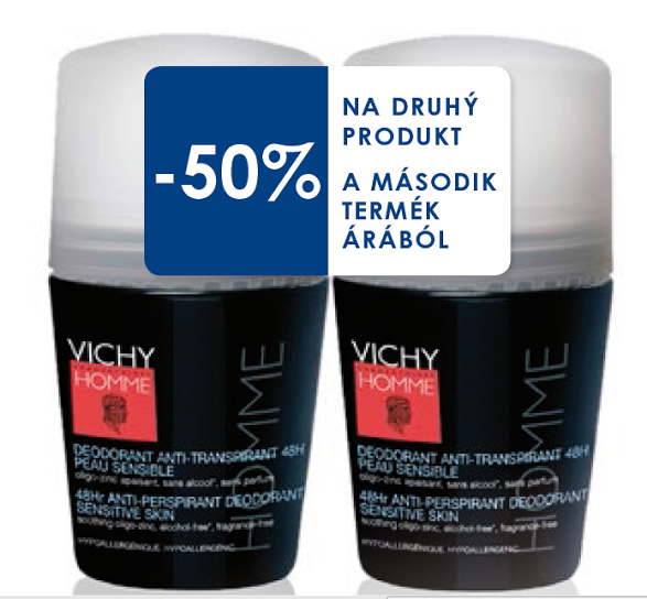 VICHY Homme Deo roll-on Regulation Intense 50ml + 50ml
