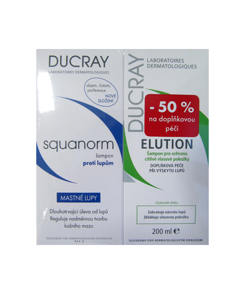 DUCRAY Squanorm šampon na mastné lupy 200ml + Elution 200ml