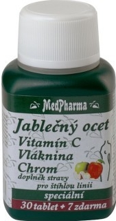 MedPharma Jablečný ocet + Vitamin C + Vláknina + Chrom 37 kapslí