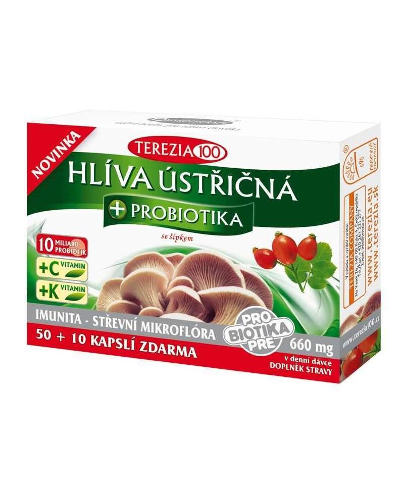 Terezia Company Hlíva ústřičná s lactobacily+vitamín C kapsle 50 +10 ks