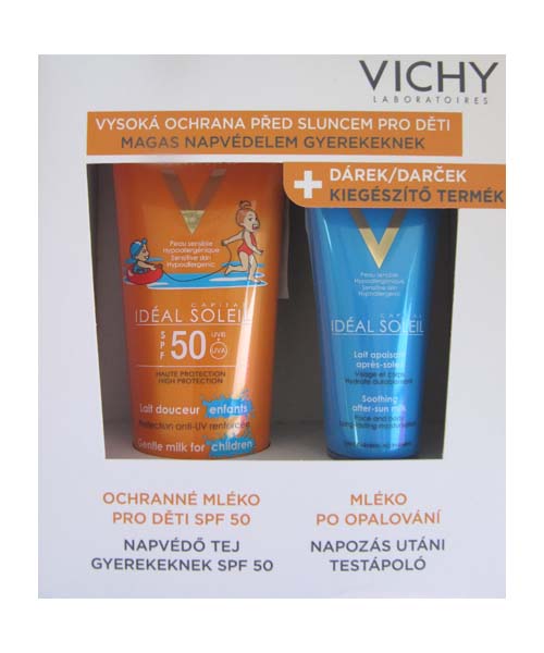 VICHY Idéal Soleil Ochranné mléko pro děti na obličej a tělo SPF50 300ml + ZDARMA mléko po opalování