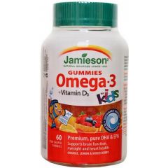 JAMIESON Omega-3 Kids Gummies želatinové pastilky + vitamin D 60ks