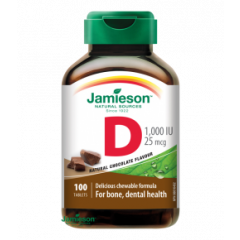 JAMIESON Vitamín D3 1000IU tablety s příchutí čokolády 100tbl. exp7/2022 +  Jamieson probiotic 1 miliarda 25 tablet