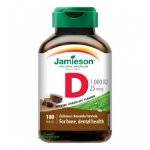 JAMIESON Vitamín D3 1000IU tablety s příchutí čokolády 100tbl. exp.7/2022 +  Jamieson probiotic 1 miliarda 25 tablet